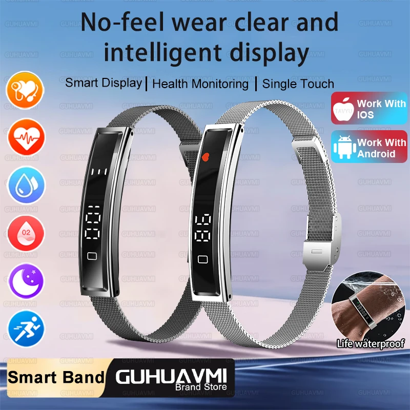 

GUHUAVMI No-feel Wear Smart Band Smart Display Health Monitoring Heart rate Life Waterproof iOS/Android Smartband Men Women 2026