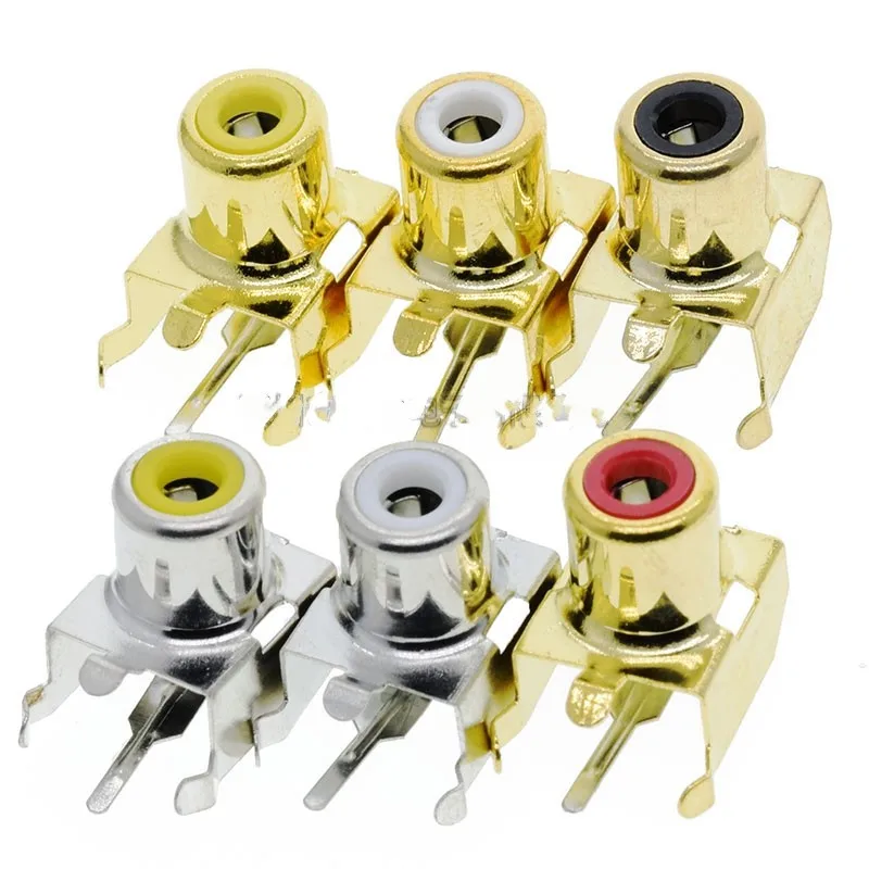 10PCS AV-8.4-3B Gold-Plated Coaxial Audio Jack - 4-Pin Single-Port PCB Through-Hole RCA Socket Video Phono Jack