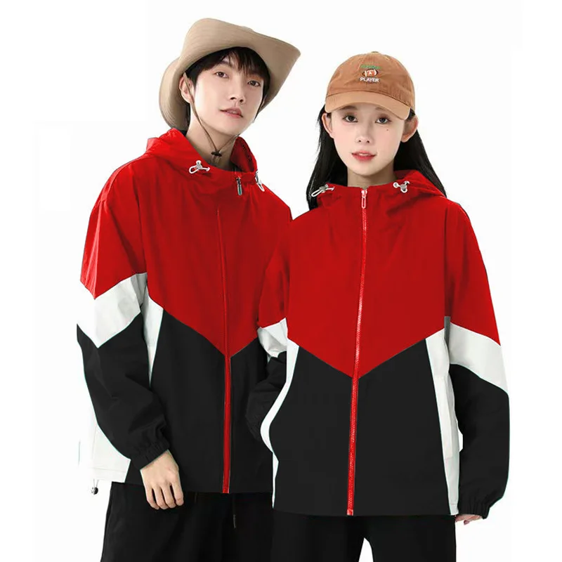 

Luxury Contrast Windbreaker Men Spring Autumn Outdoor Waterproof Hooded Jacket Women Sports Jacket Outerwears Vintage Jacket 90s