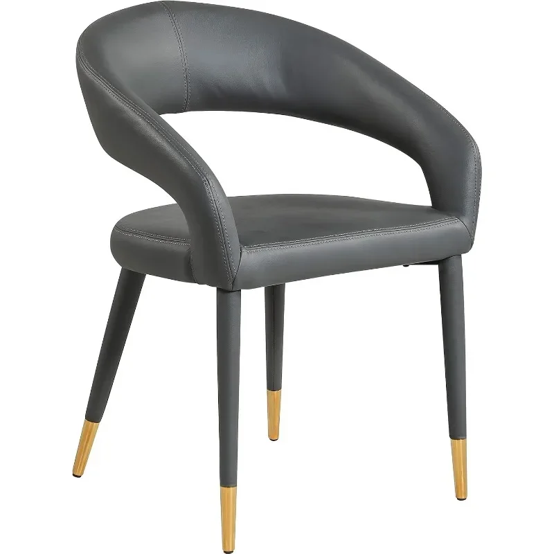 

Destiny Collection Modern Contemporary Vegan Leather Upholstered Rounded Back Dining Chair, Grey