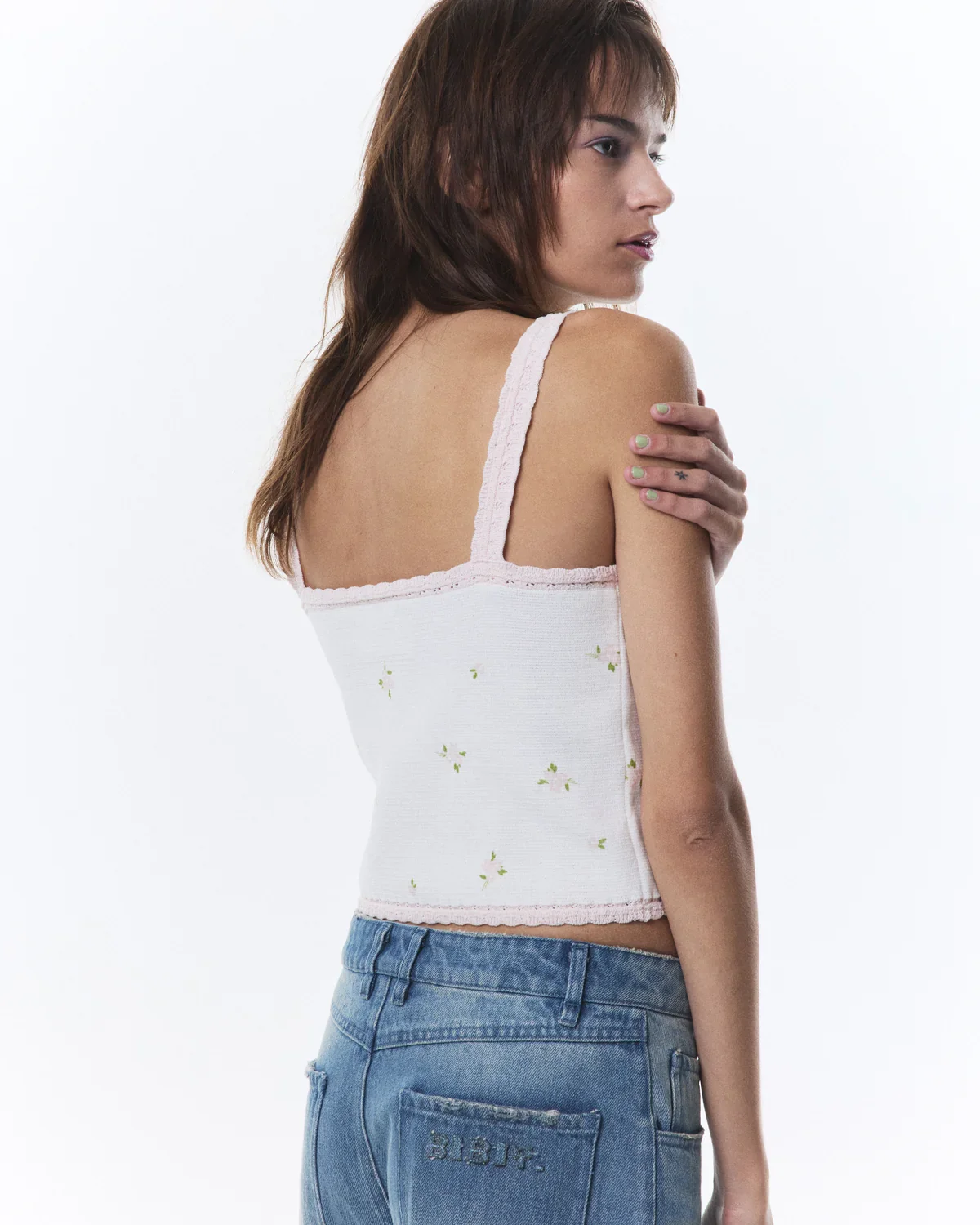 

Y2K Floral Lace-Trimmed Cropped Camisole Women's Y2K-Style Tank Top Japanese Cute Floral Sweet Lace Sling Vest