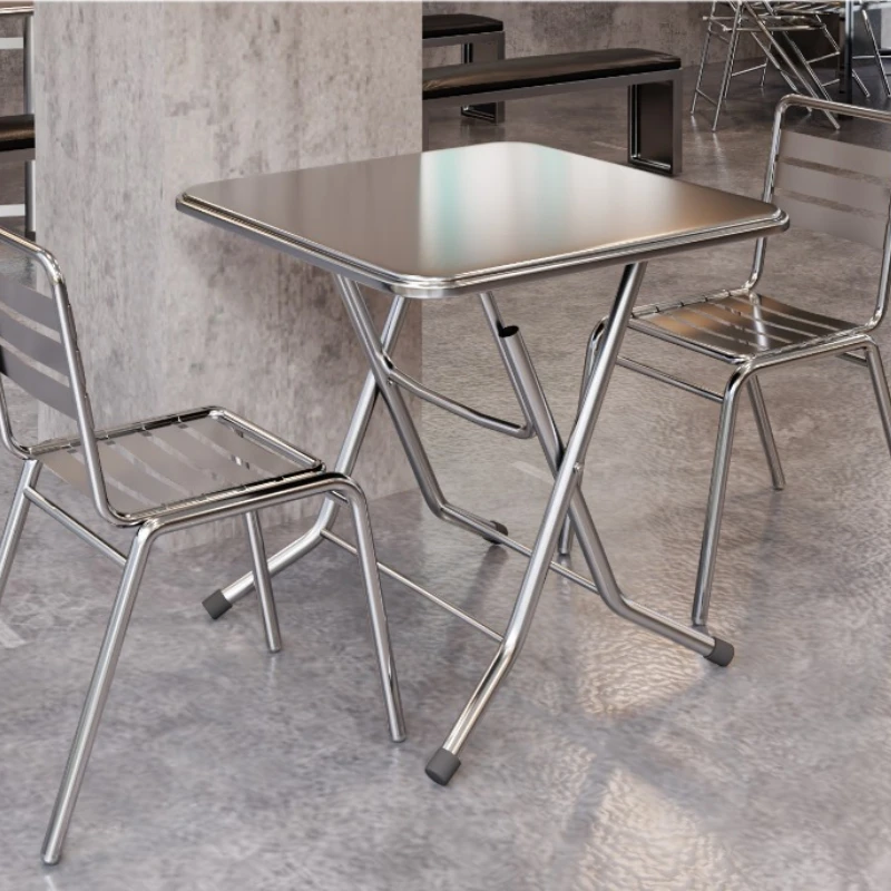 

Commercial Stainless Steel Folding Table Industrial Style Metal Square Table for Restaurant Coffee Shop Terrace Outdoor Use