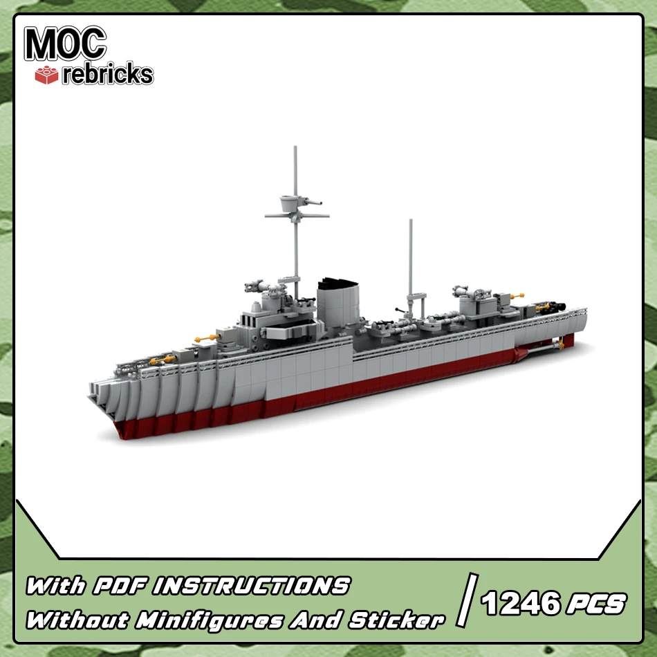 WW II Destroyer Flottentorpedoboot Building Blocks MOC-30136 Military Battleship Series Model Bricks Children's Toys Gift