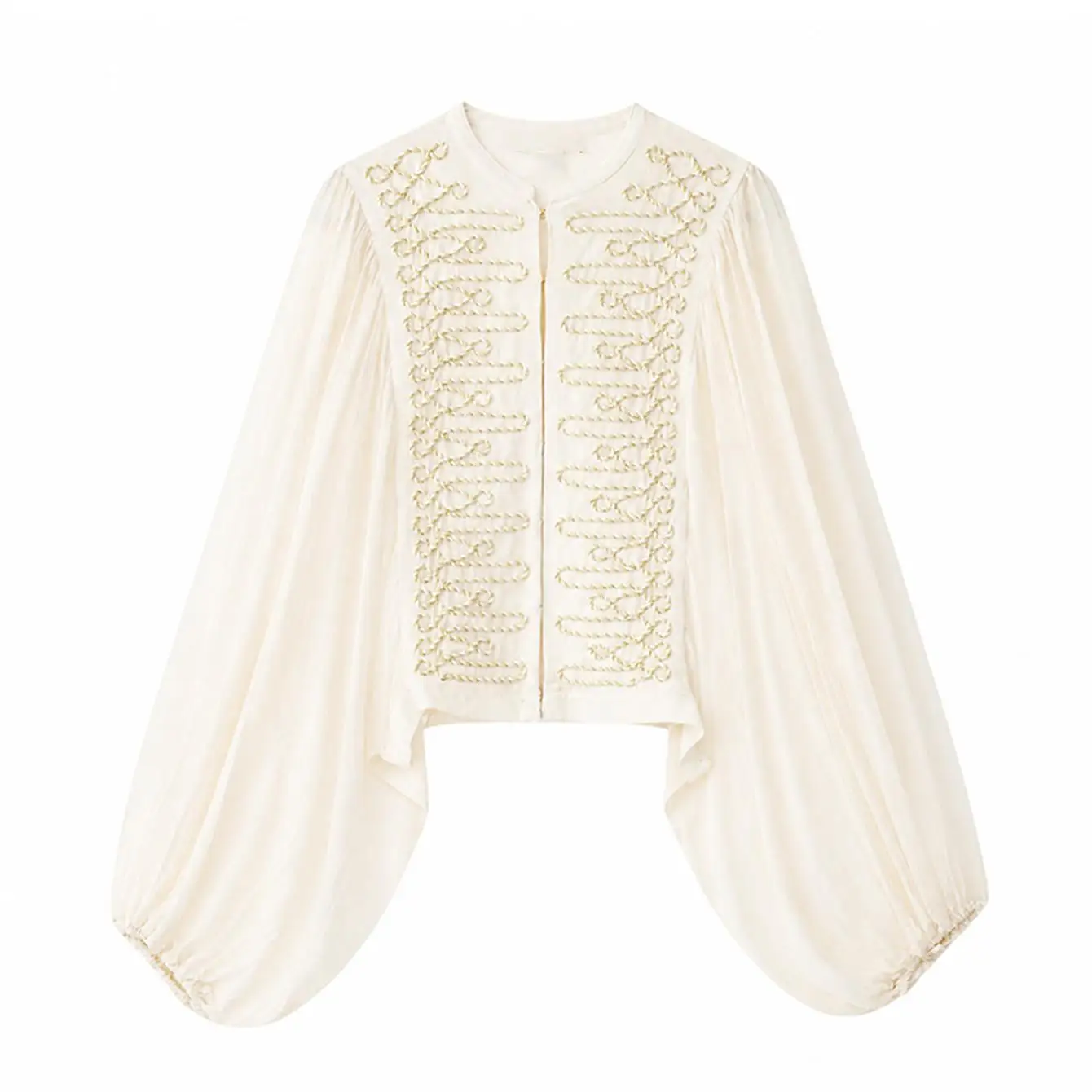 2026 Neue Damenbluse in Unifarbe, Oversized, mit Laternenärmeln, Plissee, im französischen Vintage-Stil, atmungsaktiv, lässige Sommerbluse für Damen – Detail 2