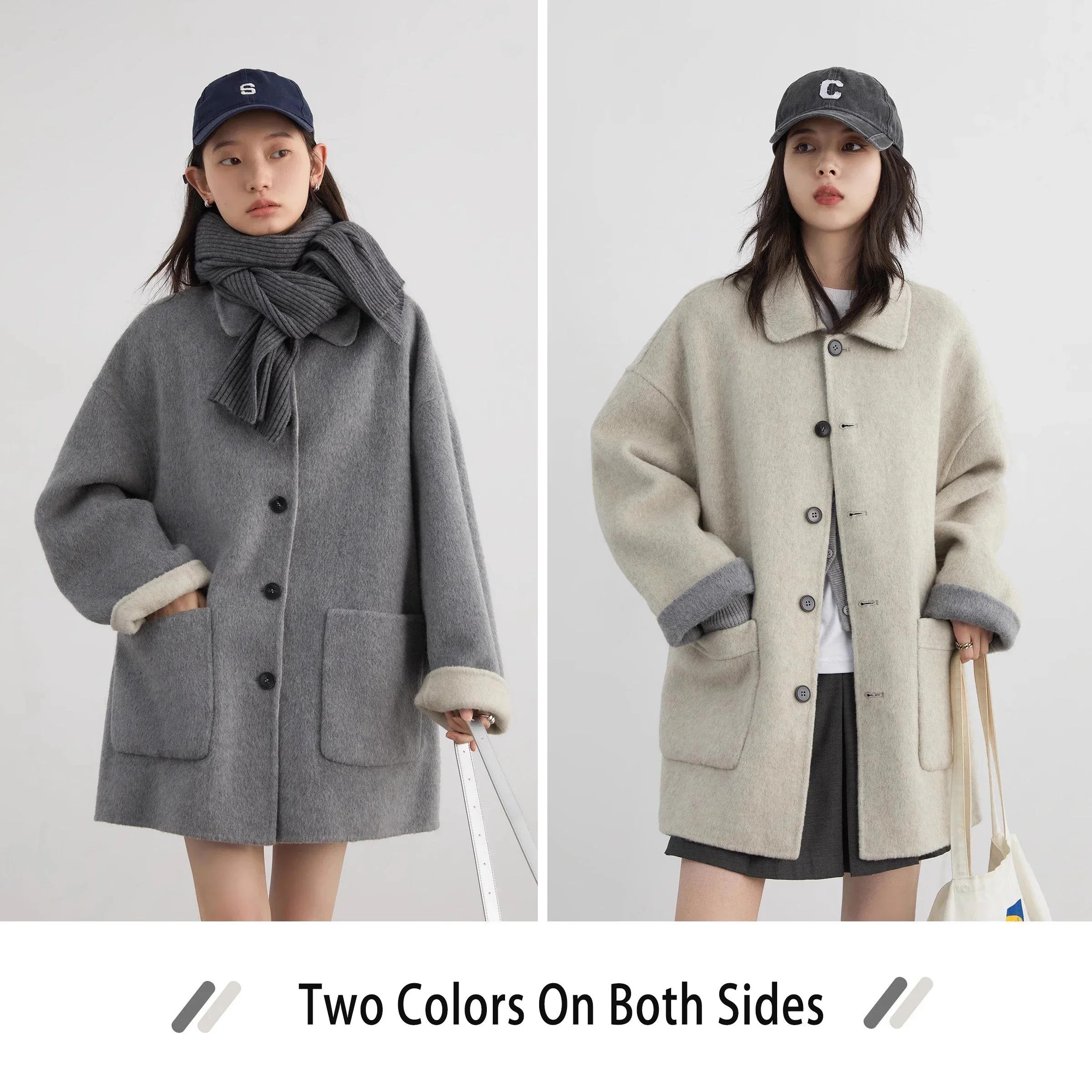 CHIC VEN Women Woolen Coat Single Breasted Loose Casual New Double-sided Female Short Jacket Ladies Clothes Autumn Winter 2024