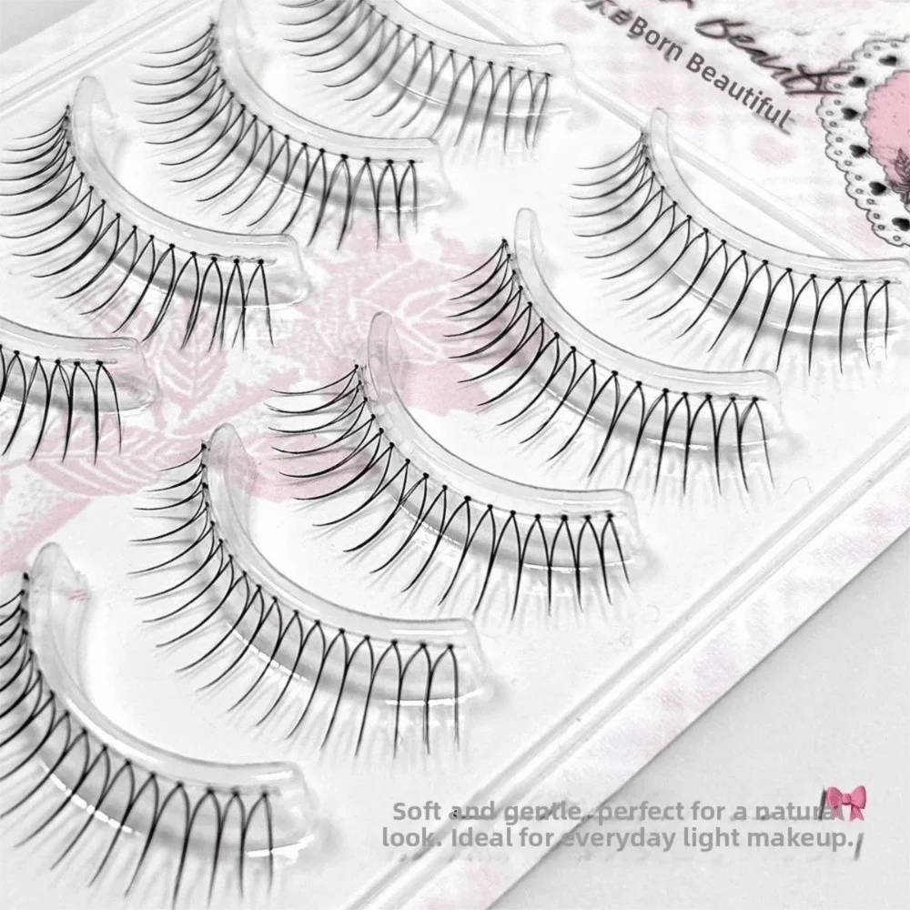 5Pairs/Box Black U Shape False Eyelashes Curvature C 10-12MM DIY Lashes Extension Lightweight Easy To Wear