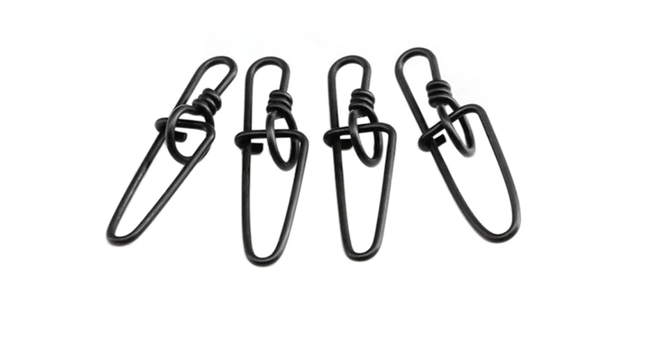 20pcs Black Fishing Snap Swivels Double Insurance Inside Lock Snap Stainless Steel Fishing Swivel Hook Lure Fishing Connector
