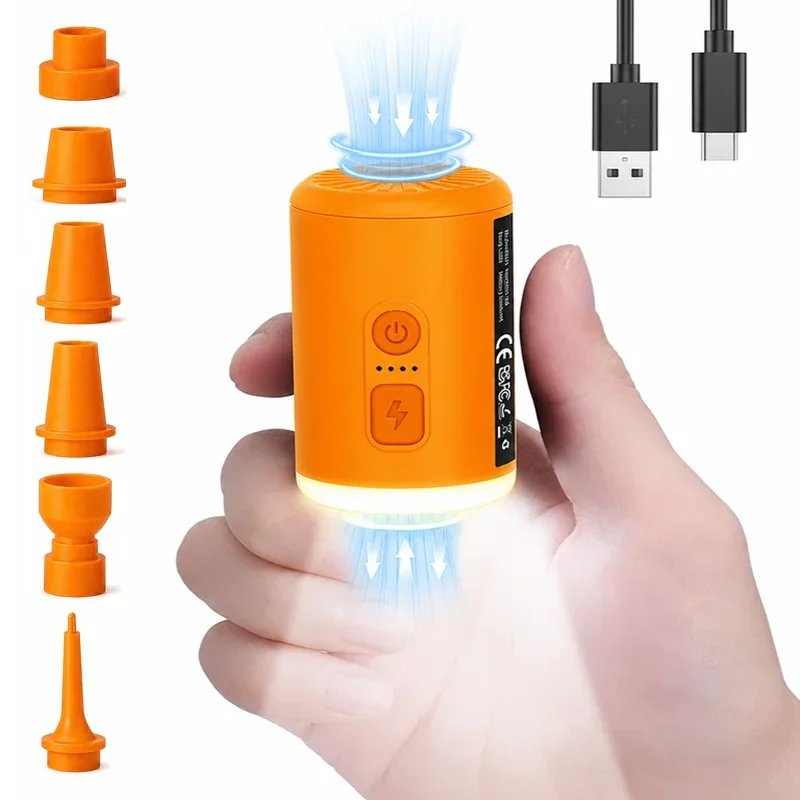 Mini Portable Electric Inflatable Pump 3-in-1 With Lights Wireless Air Compressor For Camp, Hike ,Vacuum Bags Inflate & Deflate