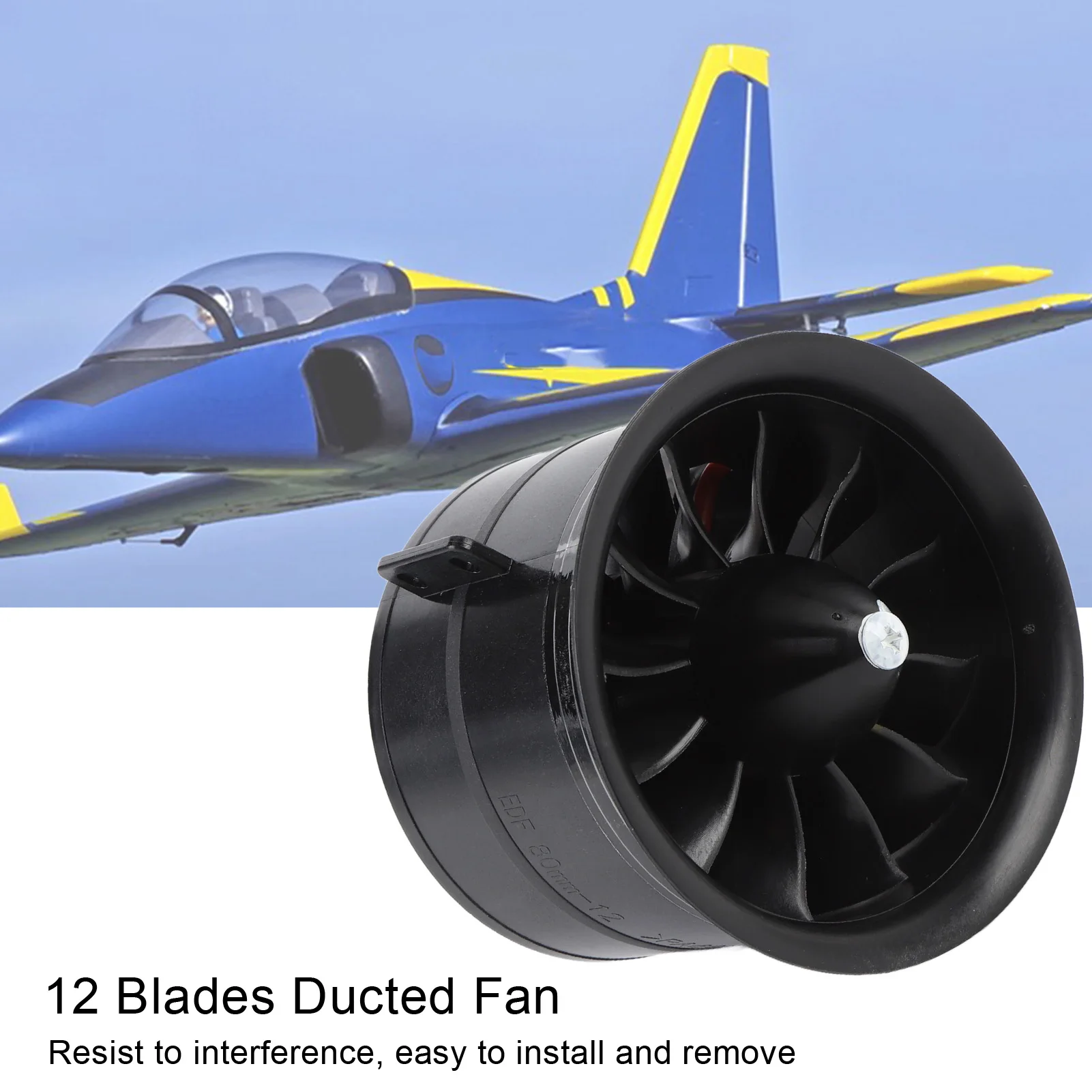 

12 Blades Aircraft Model Ducted Fan EDF 80mm Ducted Fan Optimal Performance 119A 25.2V 6S 2000KV Efficient for RC Airplane