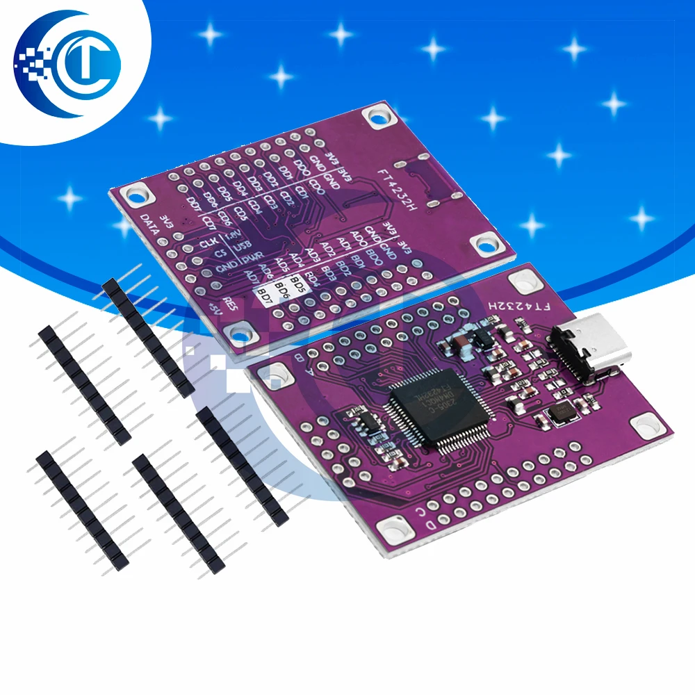 FT4232 Four-channel TYPE-C to Serial Port UART/SPI/I2C/JTAG/RS232 /RS485/RS422 Module 4 Channel FT4232HL