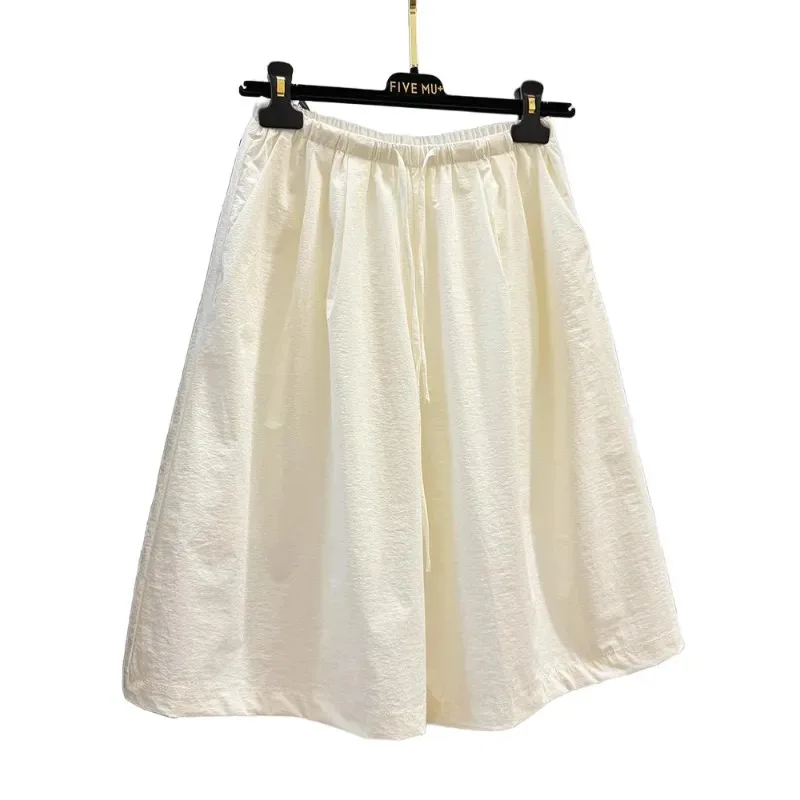 

Женские однотонные быстросохнущие шорты с широкими штанинами, летние повседневные брюки А-силуэта