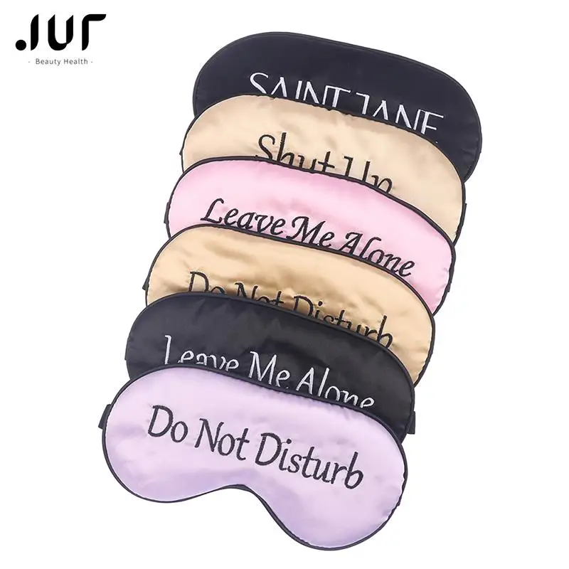 Funny Embroidered Silk Sleep Mask Adjusting Button Travel Ventilation Sleeping Mask Letter Pattern Eye Patches For Sleeping Aid