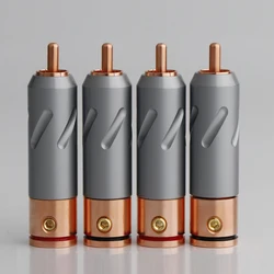 Audiophile 99.995% Pure Copper Male RCA Plug Connector Hifi Audio Video Signal Input Output RCA Terminal 24kGold Rhodium Plated
