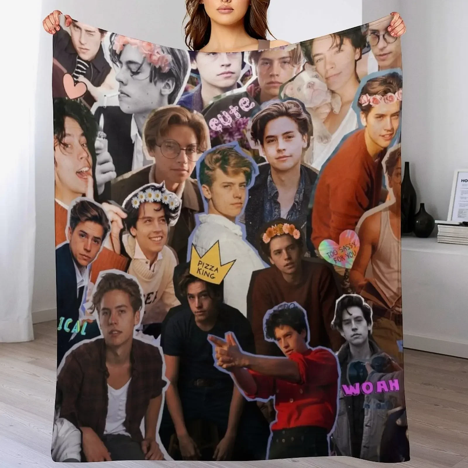 

Cole Sprouse Collage Throw Blanket Decorative Beds Beautifuls Summer Beddings halloween Blankets