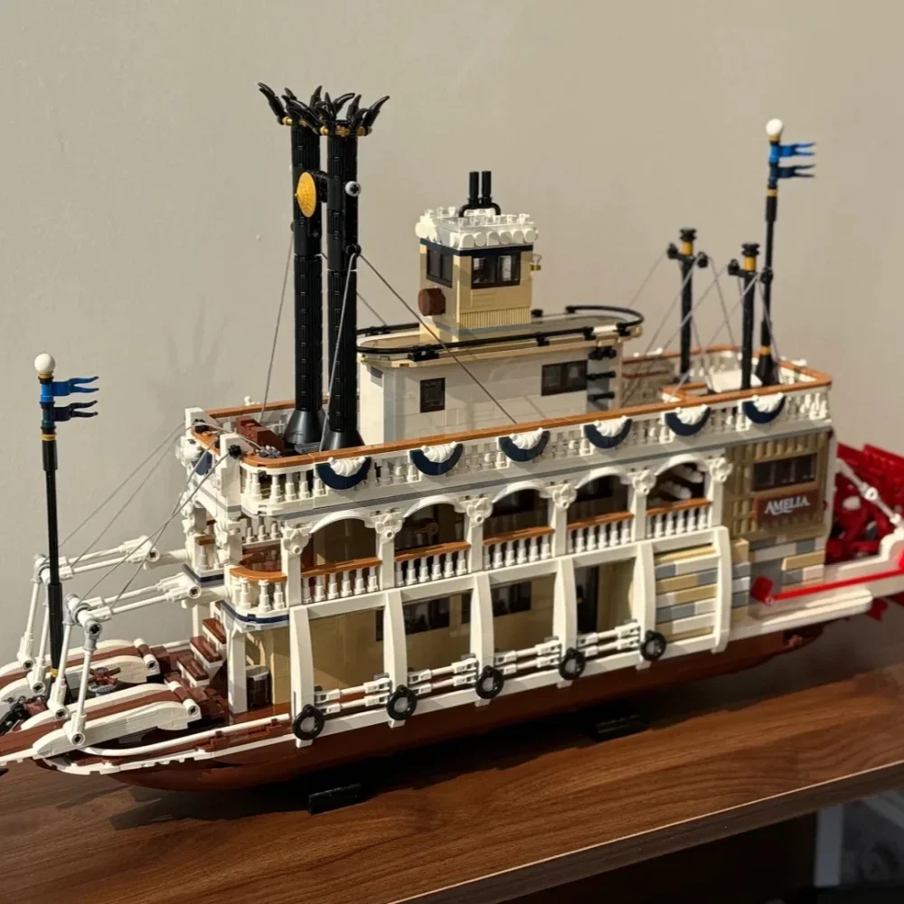 4090pcs Creative River Steamboats Building Blocks Compatible 21356 Steam Ship Model Transport Assemble Bricks Toy Christmas Gift