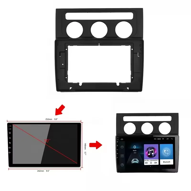 10.1 INCH Radio Fascia for VOLKSWAGEN TOURAN EcoFuel 2004-2008 Double Din Stereo GPS DVD Player Install Panel Surround Kit Frame