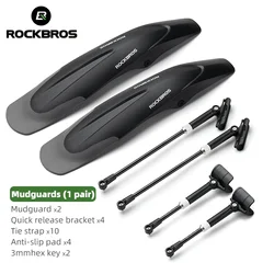 ROCKBROS Bicycle Fender MTB Mudguard Cycling Mudguard Set Adjustable Soft Plastic Widen Lengthen Mud Blocking Bike Accessories