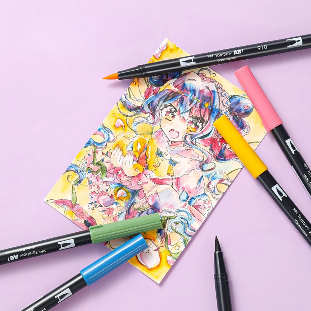 6pcs Japan Tombow Soft Head Watercolor Pens Set Double Headed ABT Multi Color Manga Painting Graffiti School Art Stationery