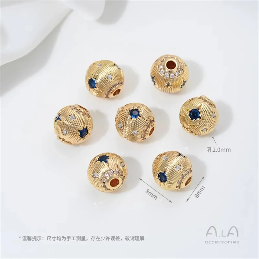 Z452 14K Gold-plated Zirconium Beads Accessories Large-hole Bucket Beads Hand-strung Pearl Necklaces Bracelets Diy Materials