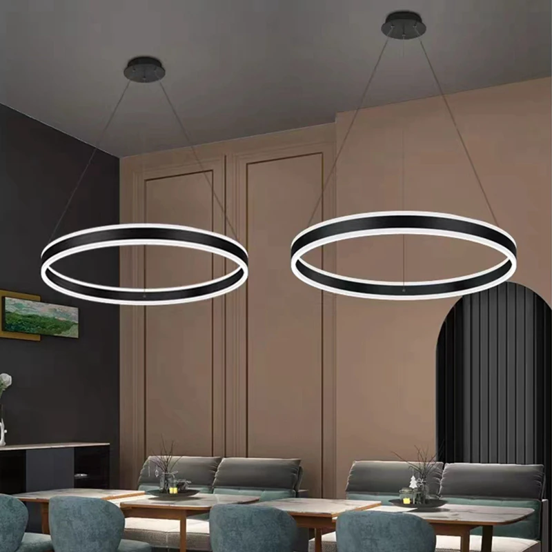 Imagem -03 - Modern Ring Led Chandelier Regulável para Mesas Sala de Jantar Quarto Cozinha Ilha Lâmpada Pingente Home Decor Lusters Fixture