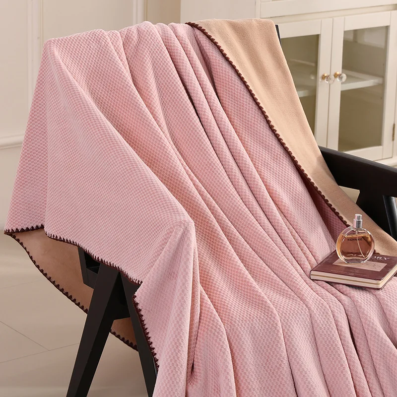 

Solid color brocade full matte jacquard blanket soft and comfortable office nap skin-friendly blanket for all seasons