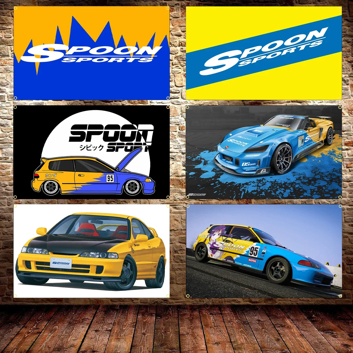 JimonFlag 90x150CM 3x5Ft Spoons Sports JDM Racing Car Flag Polyester Digital Banner for Garage Wall Art Out Door Decoration