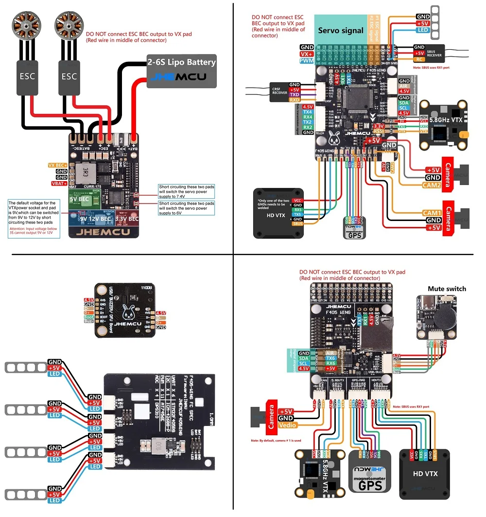 JHEMCU F405 Wing INAV FC ICM-42688P Baro OSD MicroSD Blackbox 5V 8A BEC 10PWM 6UART für FPV Starrflügler Flugflügel – Detail 1