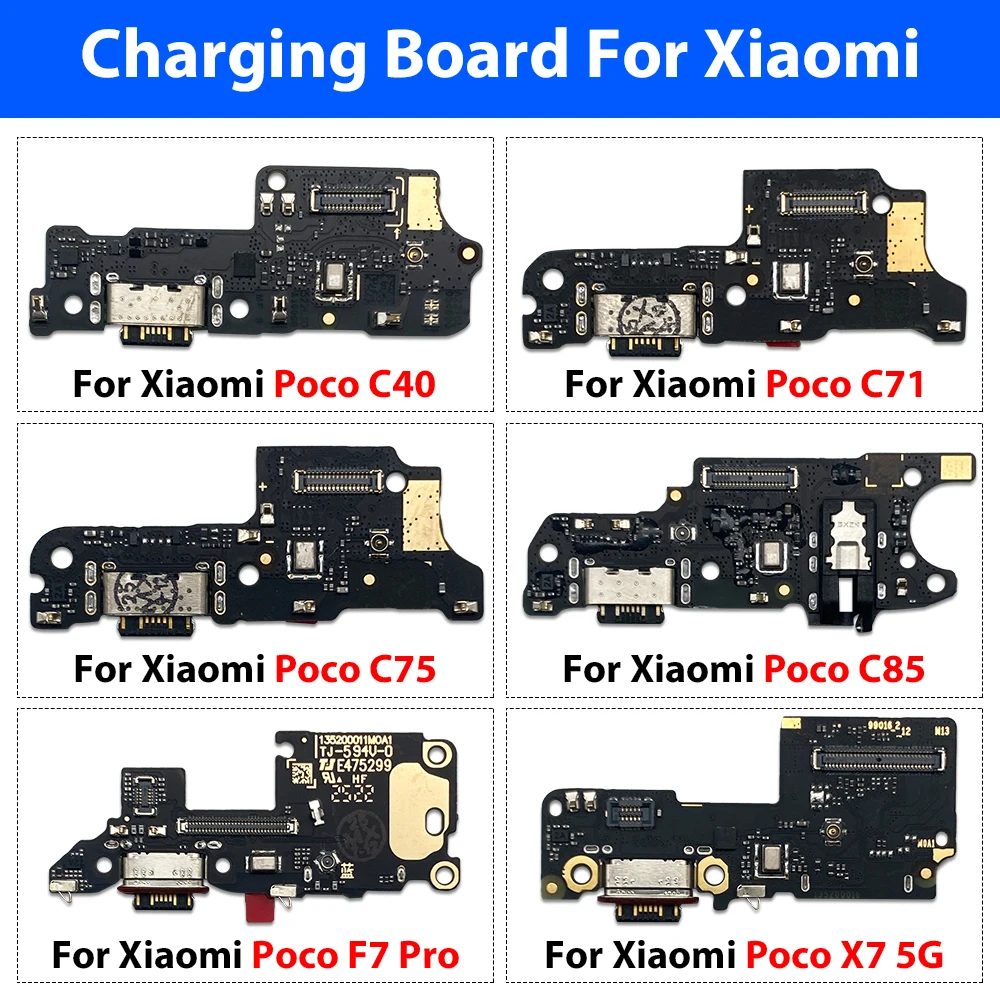 USB Port Charger Dock Plug Connector Charging Micro Board Flex Cable For Xiaomi Poco C40 C61 C71 C75 C85 F7 Pro X7 Pro 5G