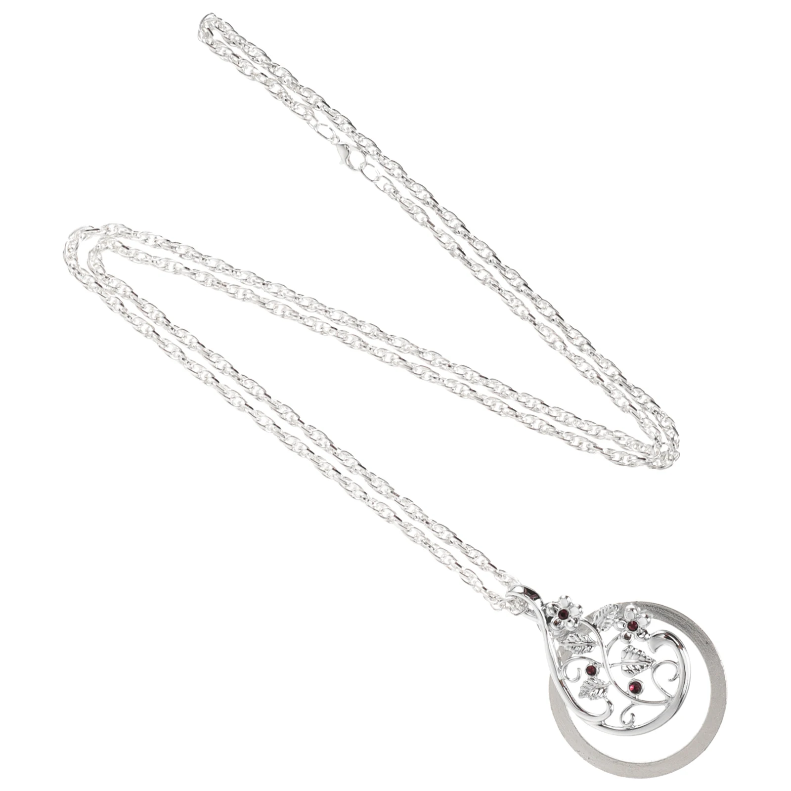 

Charm Necklace Magnifying Glass Lens Fashion for Reading Women Silver Premium Alloy Durable Glass Long Time Use Low Vision