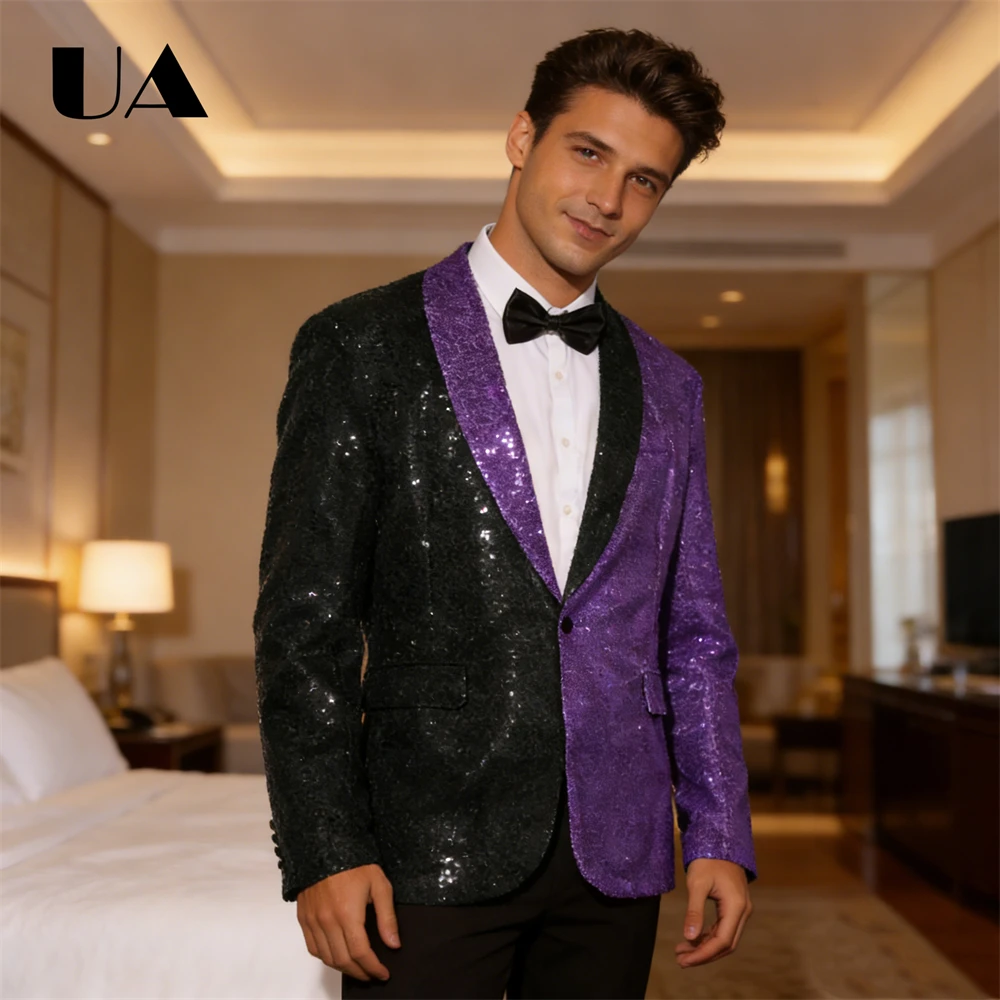 

Блестящий костюм с пайетками: пиджак и брюки на одной пуговице, комплект из 2 предметов, индивидуальный пошив, костюм для выступлений и торжеств