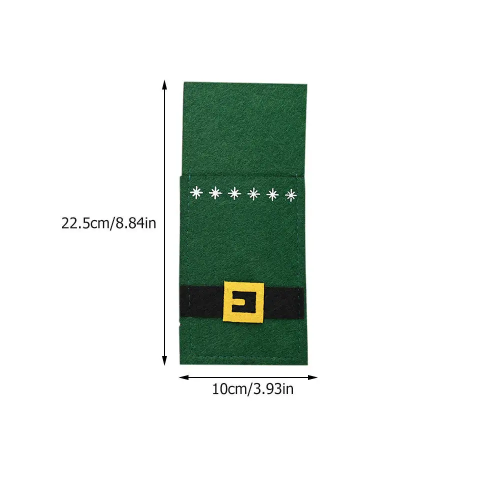 8Pcs Christmas Cutter Fork Bags Reusable Non-Woven Xmas Tableware Sleeves Festive Cutlery Covers Xmas Dinner Party Decoration