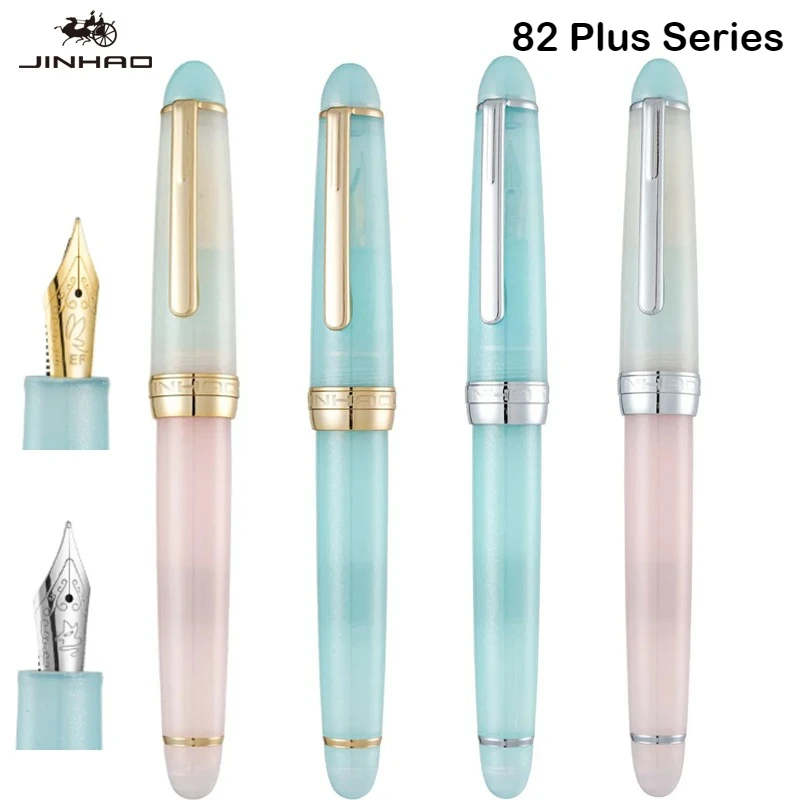 

Лимитированная серия 2026 года! Ручка-фонтан JINHAO 82 Plus из акрила, цвета макарон, с наклонным пером EF/F/M, канцелярские товары для школы и офиса
