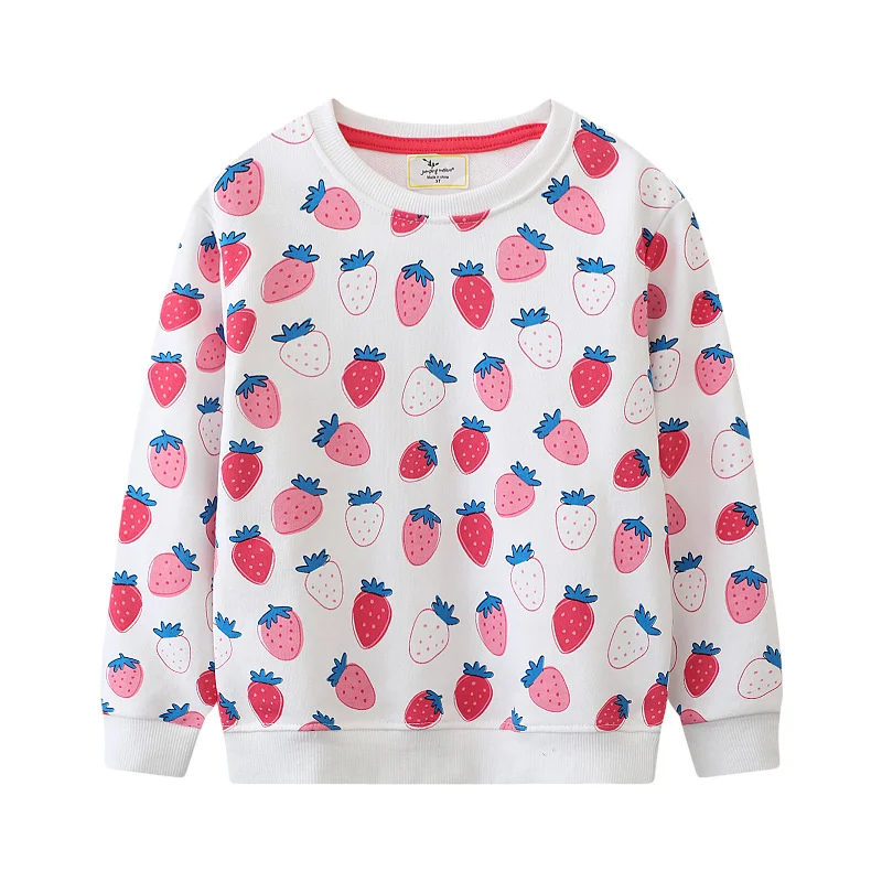 

Jumping Meters 2-7T Girls Sweatshirts Strawberry Hooded Autumn Spring Long Sleeve Children's Clothes Hooded Toddler Shirts