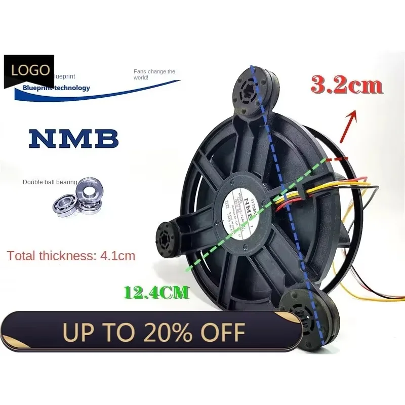 pa NMB 12038ge-12m-yu Refrigerator 12v0.26a Turbine Bracket 14cm Double Ball Cooling Fan Fan