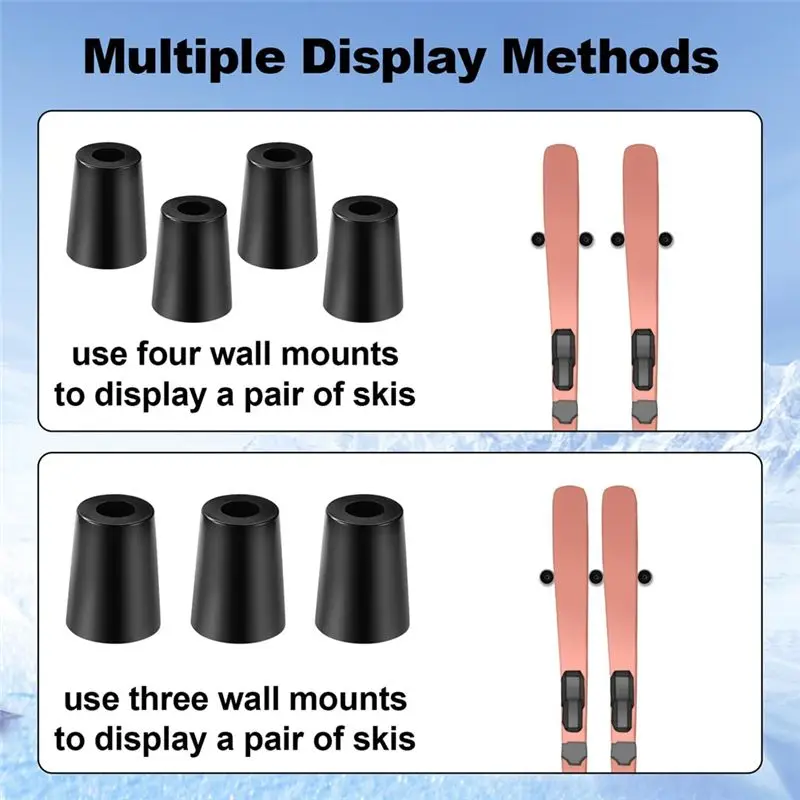 Happy Too.8 Pieces Vertical Ski Racks, Ski Wall Mount Bracket Vertical Wall Mount Ski Rack To Safely Store And Display Your Skis