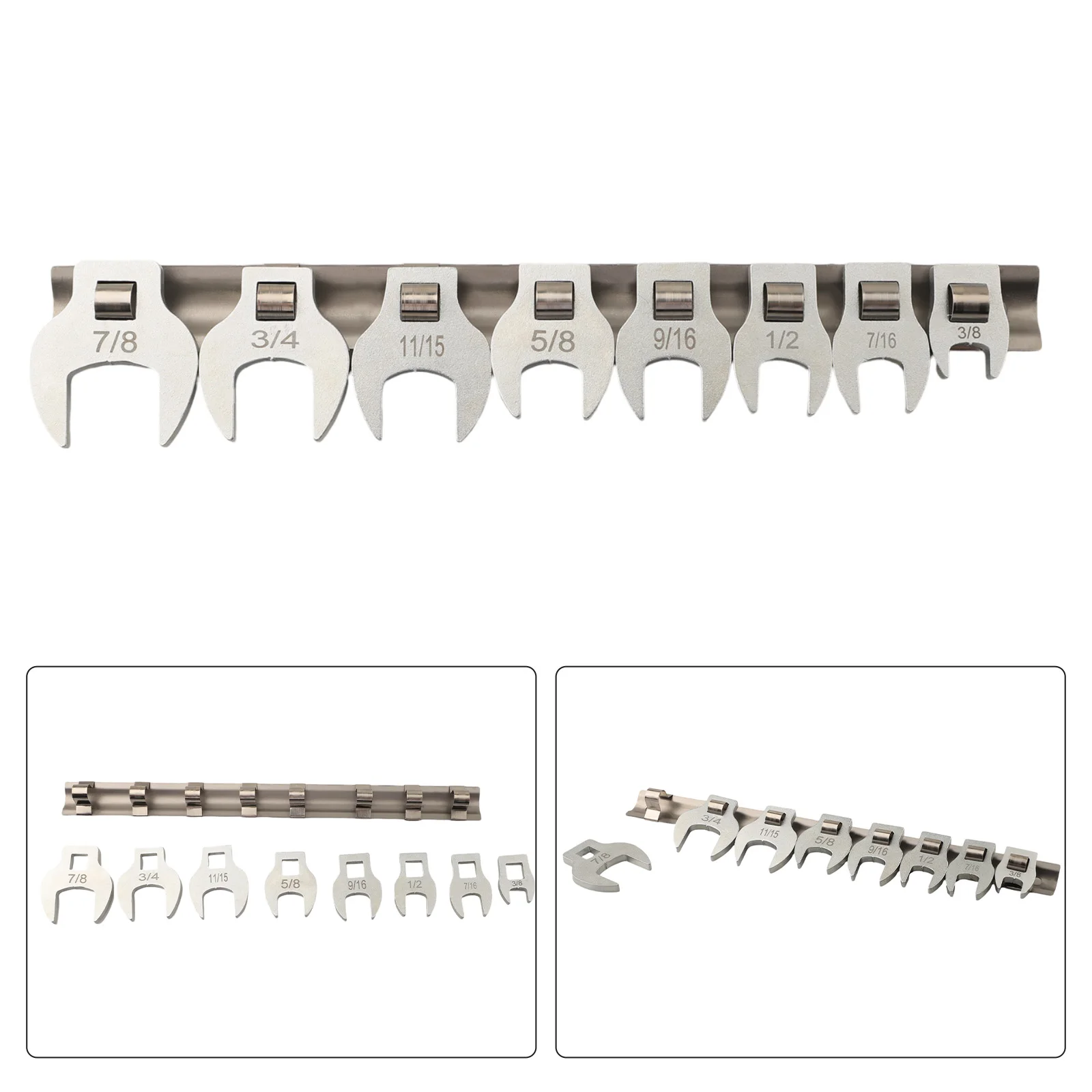 8Pcs 3/8 Inch Drive Crowfoot Wrench Set 3/8-7/8 Imperial Foot Open-= End -=Spanner -=Wrenches Keys Set Hand Tools