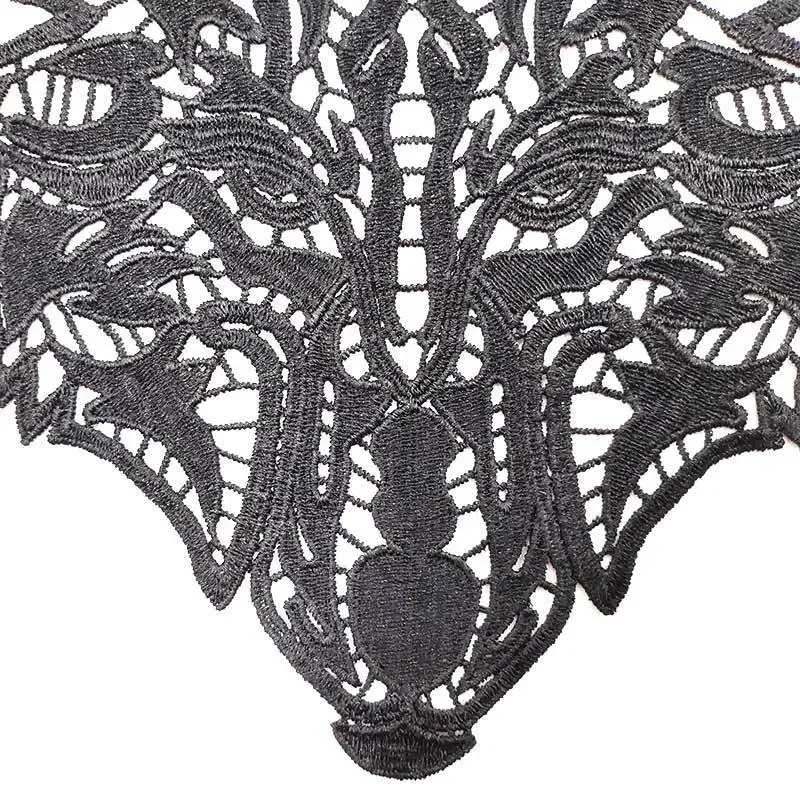 Toppe ricamate con testa di lupo grande cucire su Applique fai da te pizzo Trim corpetto abito da sera ritaglio decalcomania accessori di