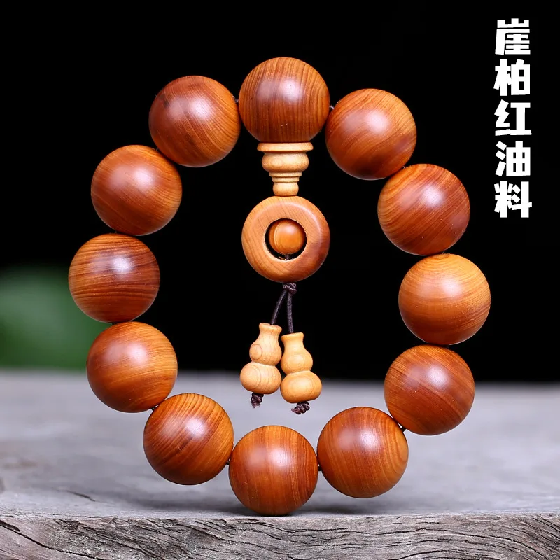 Natural Arborvitae Bracelets 2cm Single Circle Aged Horizontal Pattern Beads High Oil Old Type Buddha Beads Bracelet Accessories