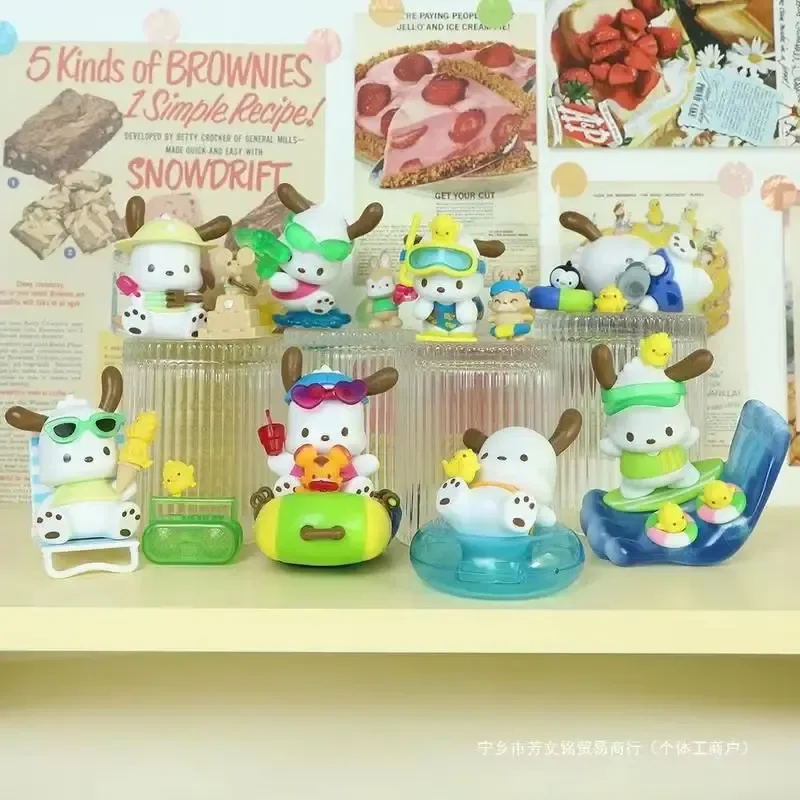 

Высокое качество, реплика Pochacco, праздничная пляжная слепая коробка, экшн-фигурка Kawaii, украшение для рабочего стола, кукла, подарок на день рождения, детские игрушки