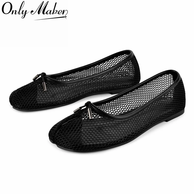onlymaker-women-black-red-mesh-hollow-split-toe-flats-ballet-strap-retro-elegant-big-size-casual-daily-flats