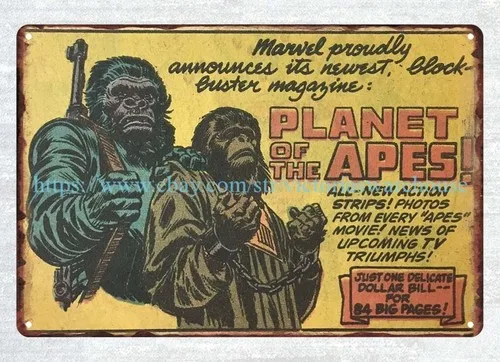 Placa de pared de metal con diseño de PLANET OF THE APE de 1974