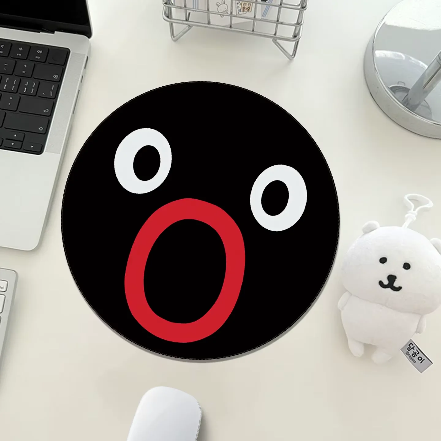 P-Penguin Round Black Rubber Small Cute Kawaii Creative Mouse Pads Anti Slip Slim Offices Dorms Computer Keyboard Study Desk Mat