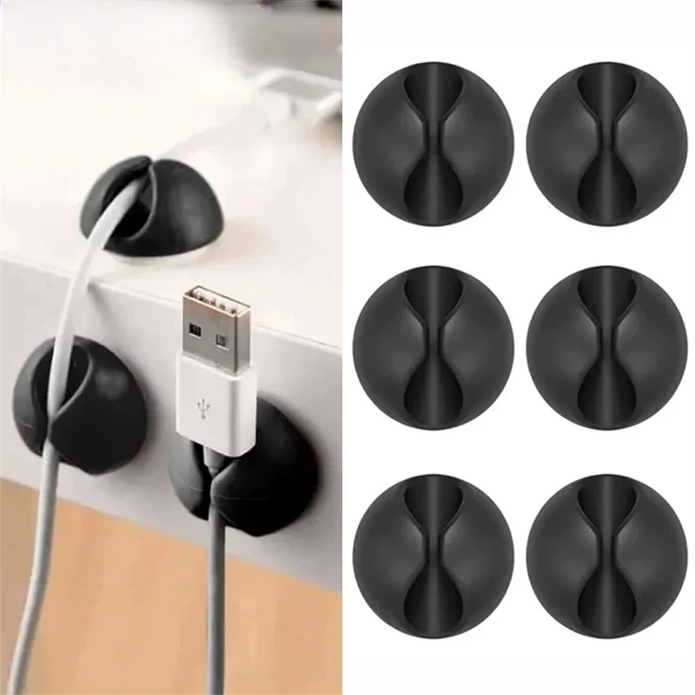 20PCS Silicone Cable Clips USB Cord Winder Desktop Management Cord Clip Tidy For Mouse Headphone Earphone Cable Holder Protector