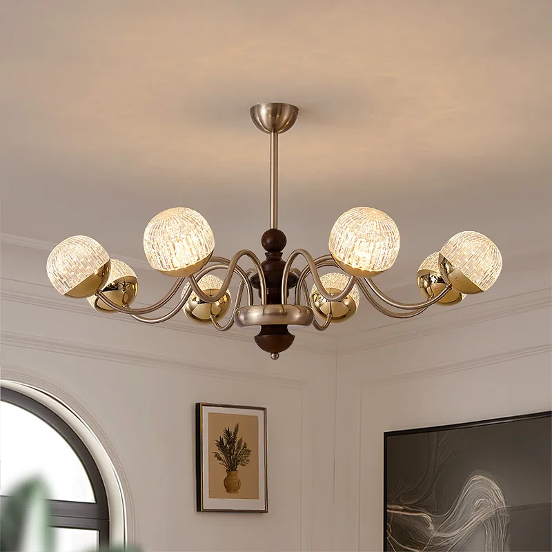 American Luxury Glass Ceiling Chandeliers LED Lights Living Dining Room Villa Kitchen Pendant Lamps Home Accessories Fixtures