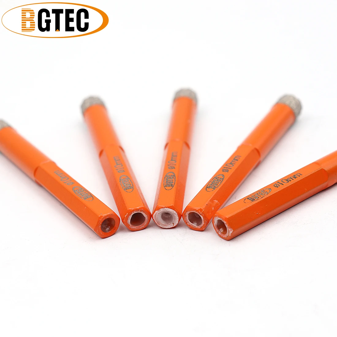 BGTEC 5pcs Hex shank 10 millimetri di Vuoto Brasato perforazione A Secco punte da trapano punta di diamante core punte per ceramie piastrelle granito