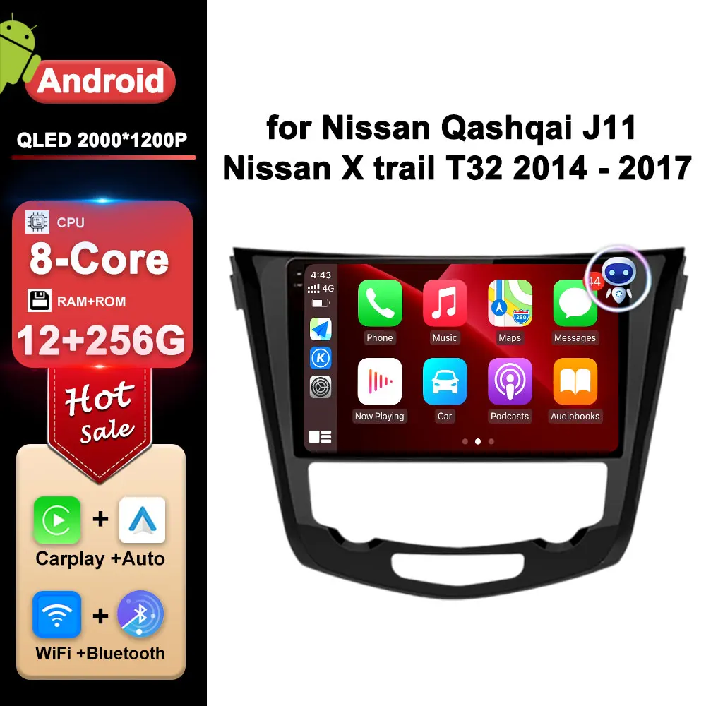 

10.1 inch for Nissan Qashqai J11 Nissan X trail T32 2014 - 2017 Android Car Radio Multimedia Player Navi GPS Dual Screen BT WiFi