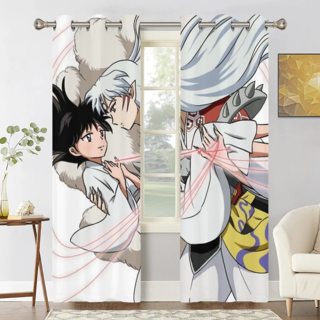 

Anime Blackout Curtains for Bedroom, Thermal Window Treatment, Kagome and Inuyasha, 2 PCs