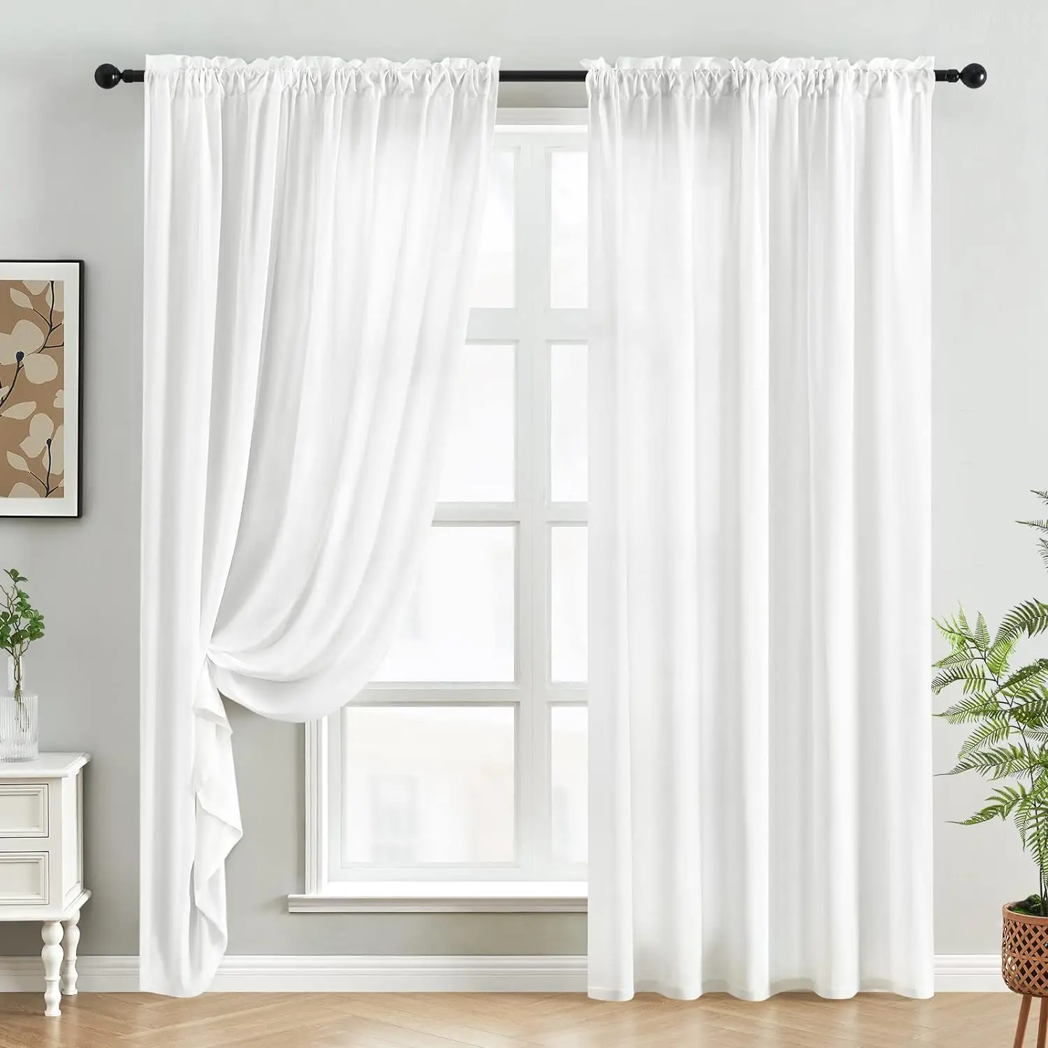 Branco Sombreamento Cortinas Sheer para a decoração da sala, Janela Cortinas para Cozinha, Modern Tulle Voile, Organza CortinasWhite Sha