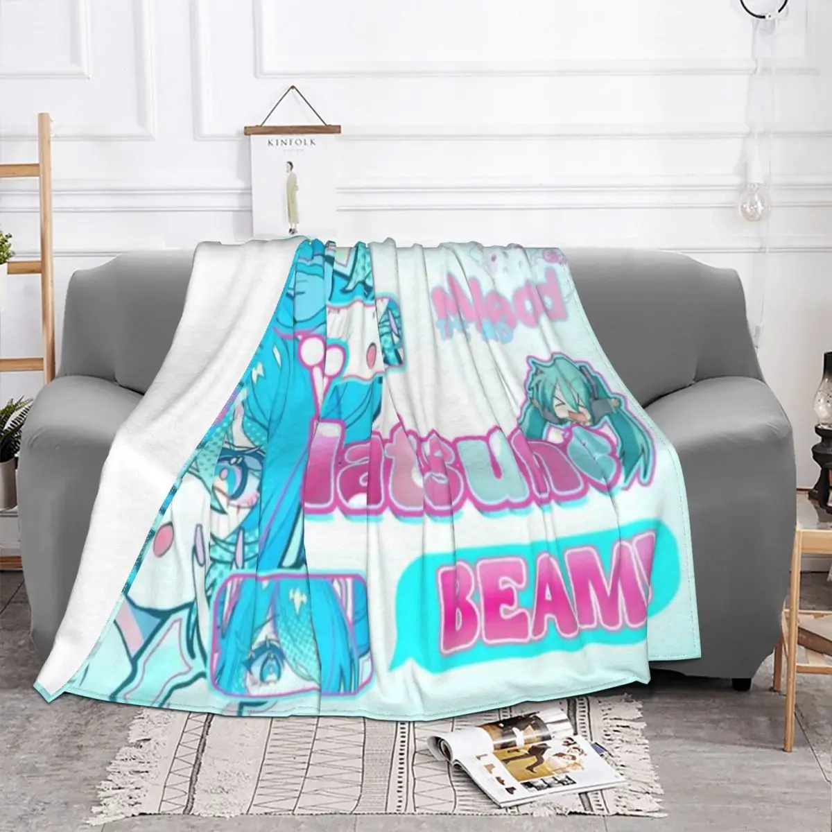 Bequeme Hatsune Miku Decke Merch Sofa dekorative Überwurfdecke warmes Fleece für Auto