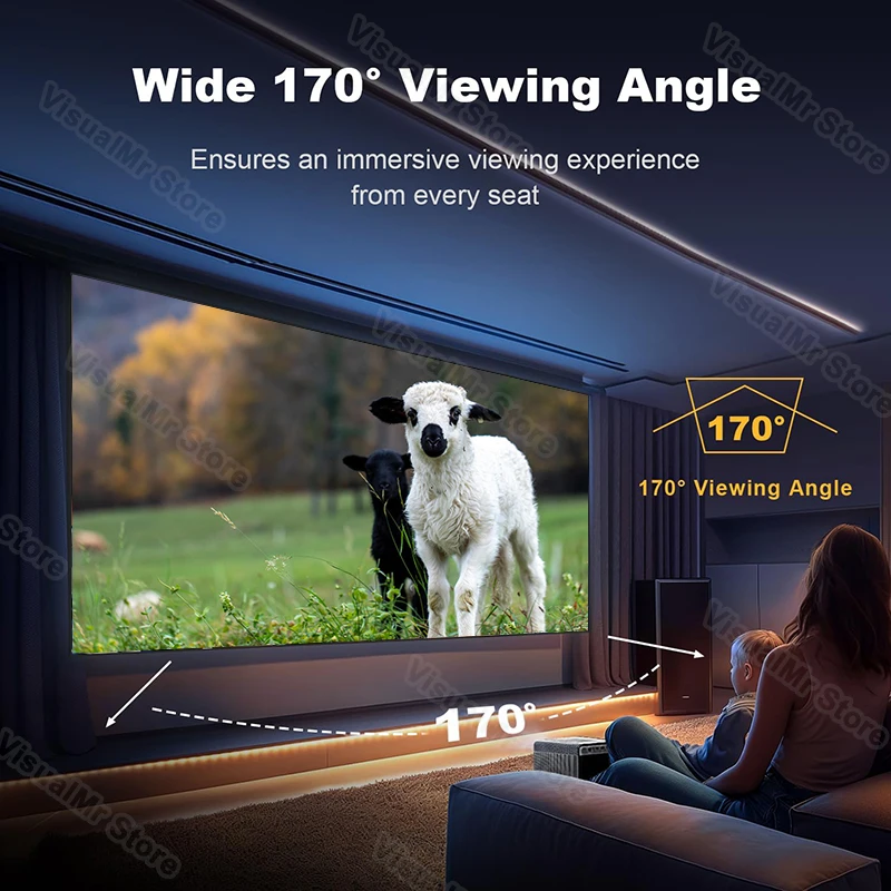 Fixed Frame Grey Crystal 150inch ALR Projector Screen Ambient Light Rejecting 1CM Ultra Narrow Bezel 4K 8K 3D Normal Projection